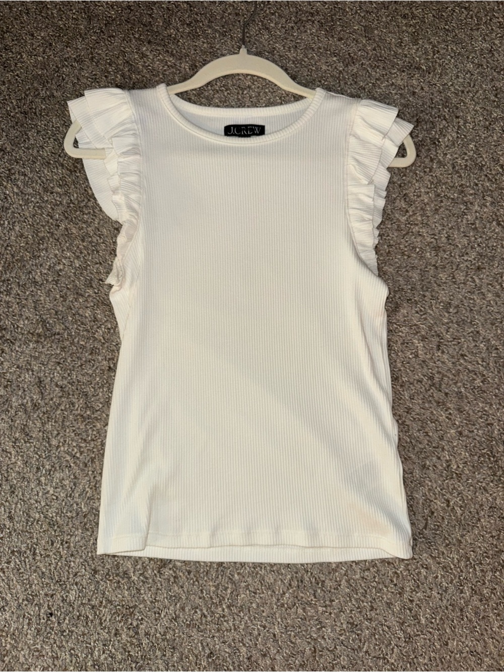 J Crew white/cream ruffle sleeveless top tank size small